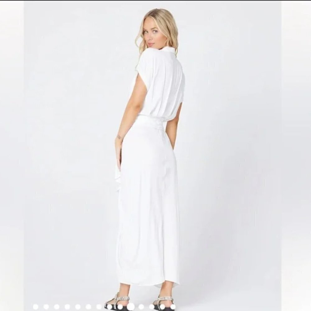 L'Space Prism Dress in White Button Up with Tie Waist Detail, Small.​​​​…​​​ - Picture 4 of 5